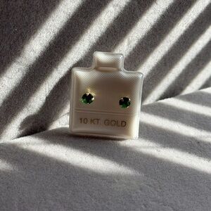 10 KT Gold Earrings with Green Stones